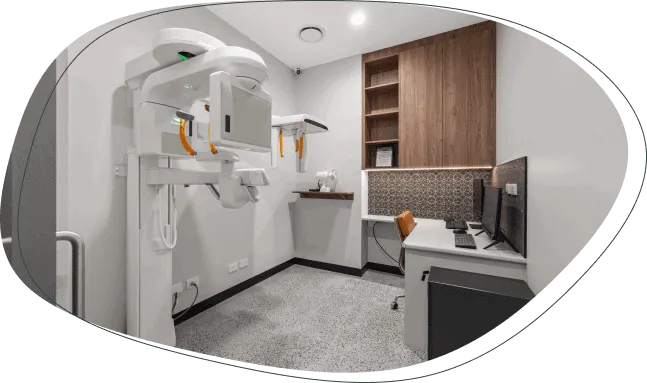 A room with dental imaging equipment